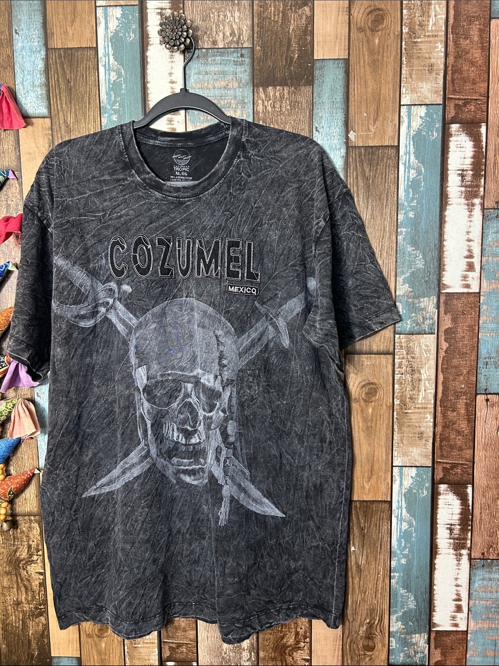 Caribbean Cozumel Skull Graphic Tee - Black